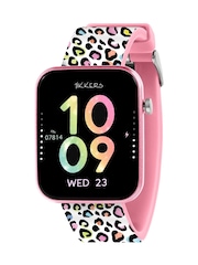 Tikkers Smart Series Pink Leopard Print Silicone Strap Black Smart Watch - Image 1 of 5