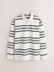 Ecru/Fine Black Horizontal Stripe Rugby Shirt - Image 1 of 3