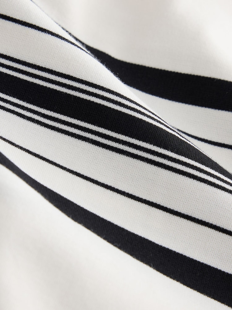 Ecru/Fine Black Horizontal Stripe Rugby Shirt - Image 3 of 3 Ecru/Fine Black Horizontal Stripe Rugby Shirt - Image 3 of 3