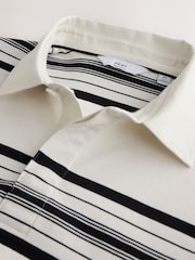 Ecru/Fine Black Horizontal Stripe Rugby Shirt - Image 6 of 7
