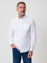 Белый - Saltwell Linen Rich Long Sleeve Shirt - Изображение 1 4