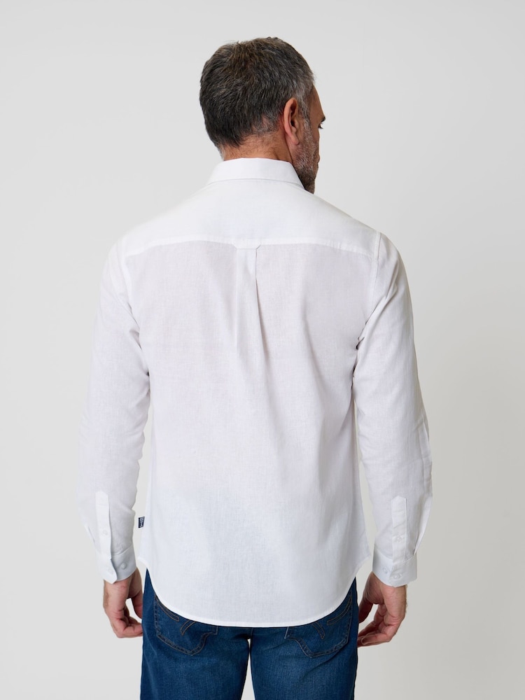 Белый - Saltwell Linen Rich Long Sleeve Shirt - Изображение 2 4