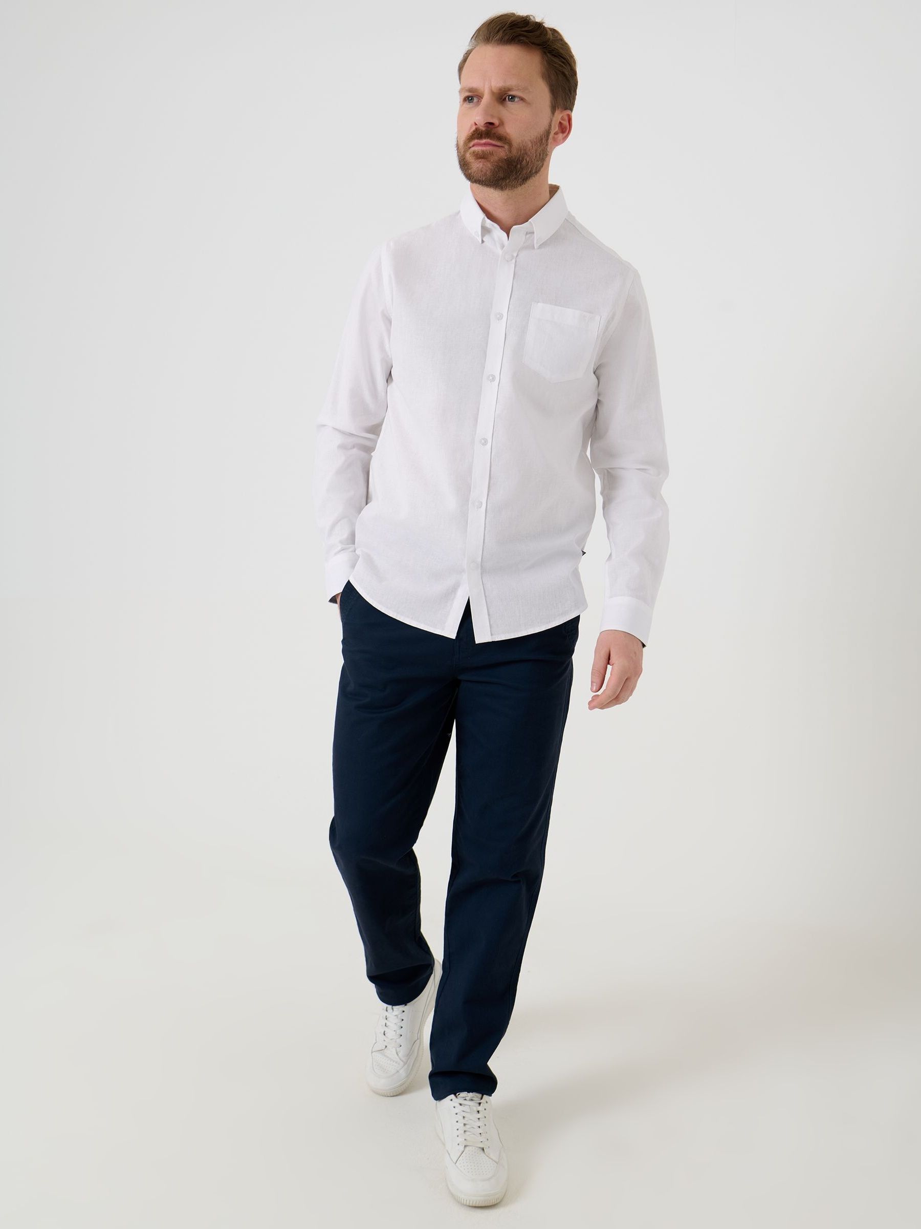 Buy Saltwell White Linen Rich Long Sleeve Shirt from the Next UK online ...