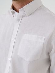 Saltwell White Linen Rich Long Sleeve Shirt - Image 6 of 7