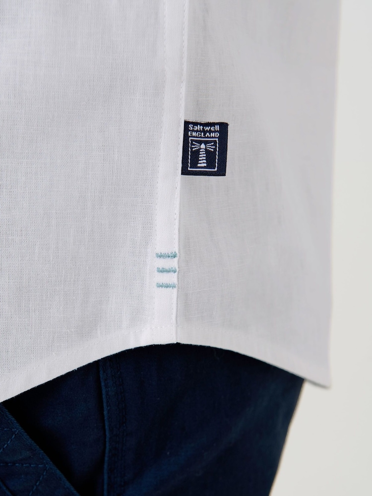 Saltwell White Linen Rich Long Sleeve Shirt - Image 7 of 7