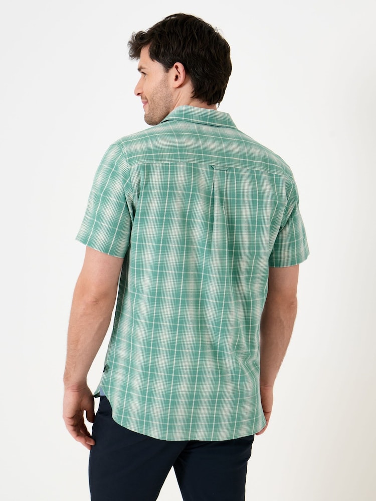 Saltwell Green Textured Check Cotton Short Sleeve Shirt - Image 2 of 5