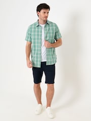 Saltwell Green Textured Check Cotton Short Sleeve Shirt - Image 3 of 5