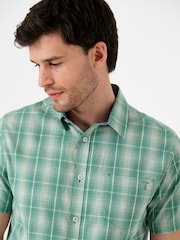 Saltwell Green Textured Check Cotton Short Sleeve Shirt - Image 4 of 5