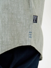 Saltwell Green Micro Stripe Linen Rich Short Sleeve Shirt - Image 4 of 5