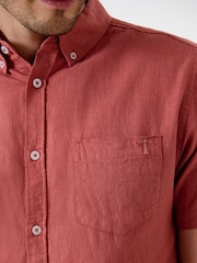 Naranja - Saltwell Linen Rich Short Sleeve Shirt - Imagen 4 de 5