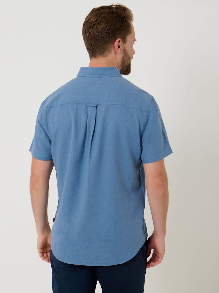 Azul - Saltwell Linen Rich Short Sleeve Shirt - Imagen 2 de 5 Azul - Saltwell Linen Rich Short Sleeve Shirt - Imagen 2 de 5