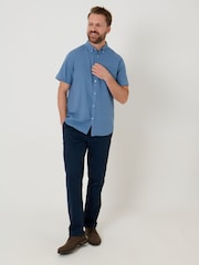 Azul - Saltwell Linen Rich Short Sleeve Shirt - Imagen 3 de 5