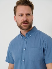 Azul - Saltwell Linen Rich Short Sleeve Shirt - Imagen 4 de 5