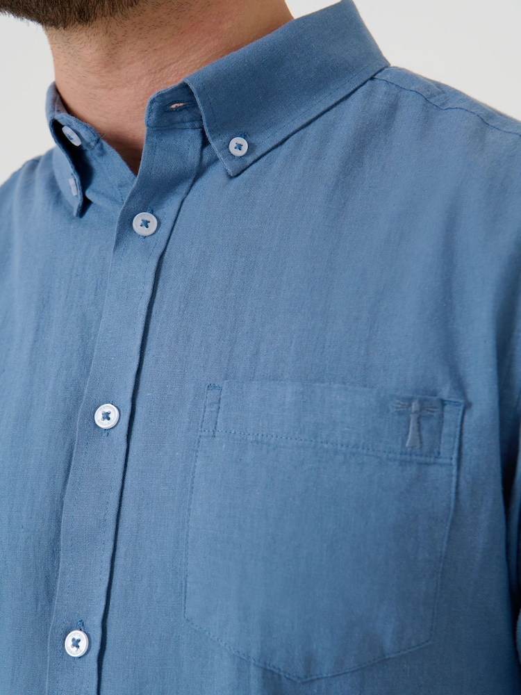 Azul - Saltwell Linen Rich Short Sleeve Shirt - Imagen 5 de 5 Azul - Saltwell Linen Rich Short Sleeve Shirt - Imagen 5 de 5