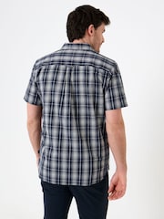Saltwell Blue Textured Check Cotton Short Sleeve Shirt - Image 2 of 5