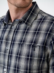 Saltwell Blue Textured Check Cotton Short Sleeve Shirt - Image 4 of 5