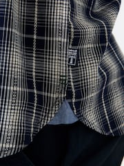 Saltwell Blue Textured Check Cotton Short Sleeve Shirt - Image 5 of 5