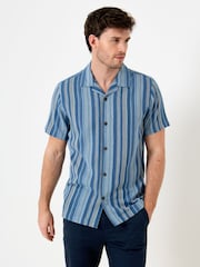 Saltwell Blue Textured Stripe Boxy Short Sleeve Shirt - Image 3 of 7