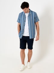 Saltwell Blue Textured Stripe Boxy Short Sleeve Shirt - Image 4 of 7