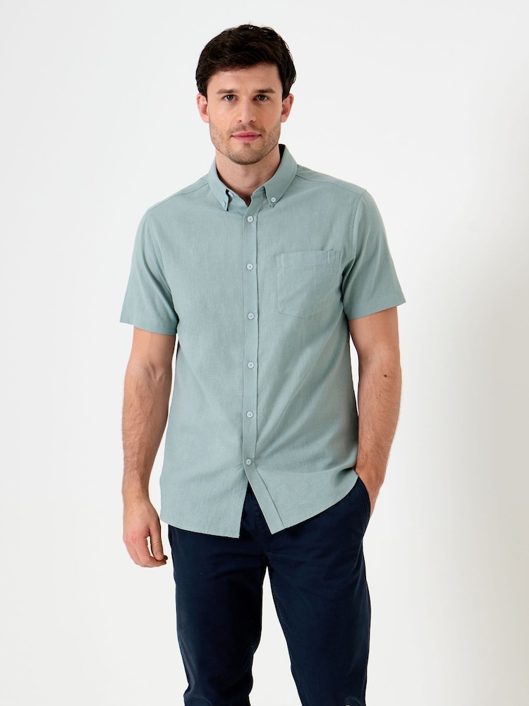 Verde - Saltwell Linen Rich Short Sleeve Shirt - Imagen 1 de 6 Verde - Saltwell Linen Rich Short Sleeve Shirt - Imagen 1 de 6
