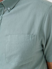 Verde - Saltwell Linen Rich Short Sleeve Shirt - Imagen 4 de 6