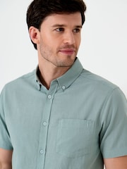 Verde - Saltwell Linen Rich Short Sleeve Shirt - Imagen 6 de 6