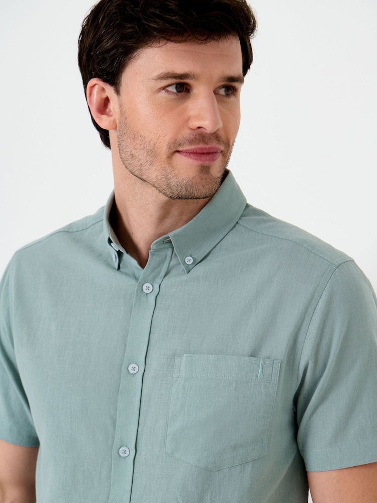 Verde - Saltwell Linen Rich Short Sleeve Shirt - Imagen 6 de 6 Verde - Saltwell Linen Rich Short Sleeve Shirt - Imagen 6 de 6