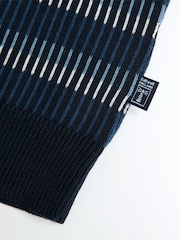 Saltwell Blue Jacquard Stripe Short Sleeve Cotton Polo Shirt - Image 7 of 7