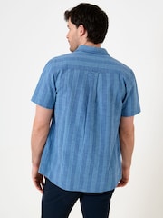 Saltwell Blue Textured Stripe Cotton Short Sleeve Shirt - Image 2 of 5
