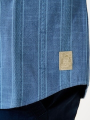 Saltwell Blue Textured Stripe Cotton Short Sleeve Shirt - Image 4 of 5