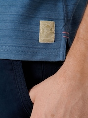 Saltwell Blue Textured Stripe Grandad Collar T-Shirt - Image 6 of 6