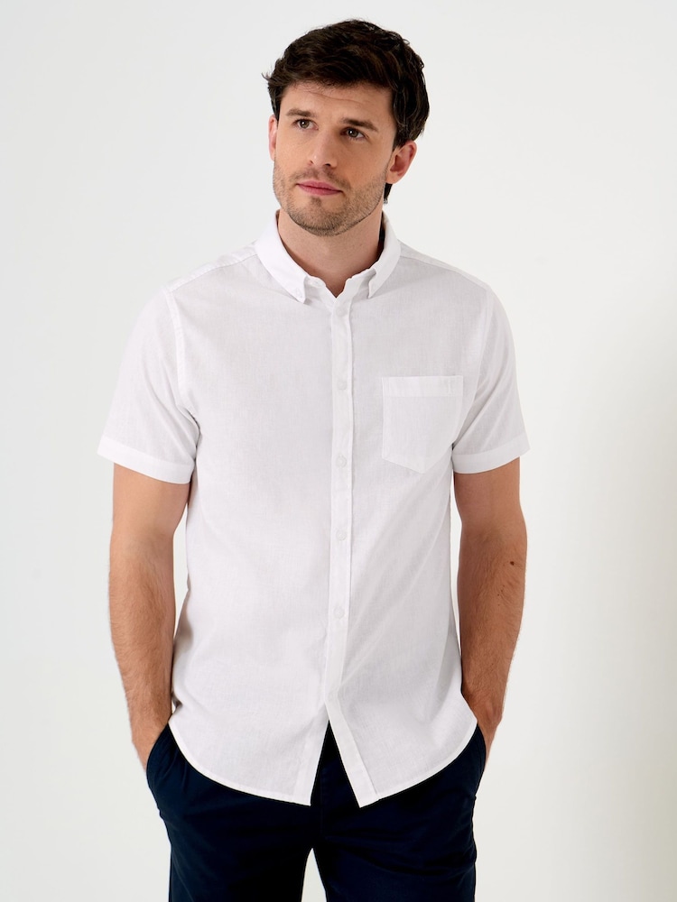 Blanco - Saltwell Linen Rich Short Sleeve Shirt - Imagen 1 de 6