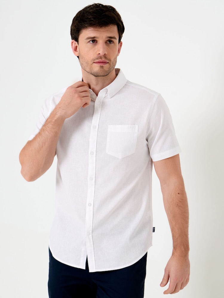Blanco - Saltwell Linen Rich Short Sleeve Shirt - Imagen 2 de 6