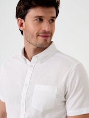 Blanco - Saltwell Linen Rich Short Sleeve Shirt - Imagen 4 de 6