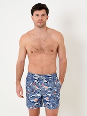 Saltwell Blue Tropical Print Polyester Swim Shorts - Image 4 of 6