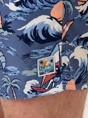 Saltwell Blue Tropical Print Polyester Swim Shorts - Image 5 of 6