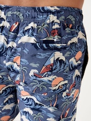 Saltwell Blue Tropical Print Polyester Swim Shorts - Image 6 of 6