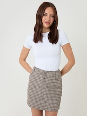 تنورة قصيرة Threadbare بنقشة مربعات من قماش كو-أورد محتوى من الصوف - Image 1 of 5