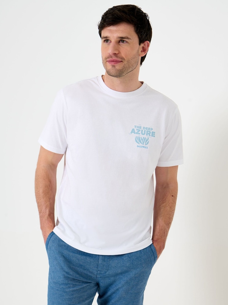 Saltwell White Deep Azure Print Cotton T-Shirt - Image 1 of 5