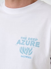 Saltwell White Deep Azure Print Cotton T-Shirt - Image 4 of 5