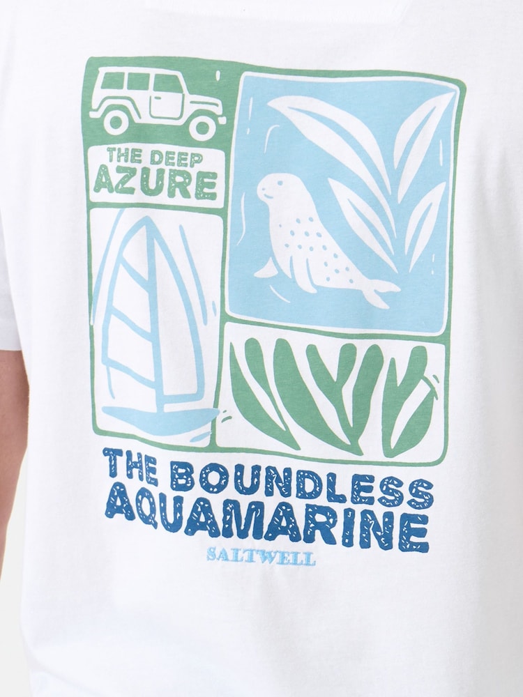 Saltwell White Deep Azure Print Cotton T-Shirt - Image 5 of 5