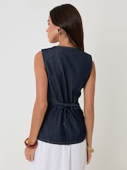 Threadbare Indigo Denim Longline Waistcoat - Image 2 of 4