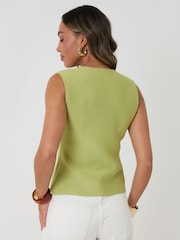 綠色 - Threadbare V-Neck Knitted Wrap Waistcoat - 圖片 3/4