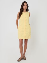 Threadbare Yellow Linen Blend Pinafore Dress - Image 3 of 4