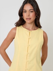 Threadbare Yellow Linen Blend Pinafore Dress - Image 4 of 4