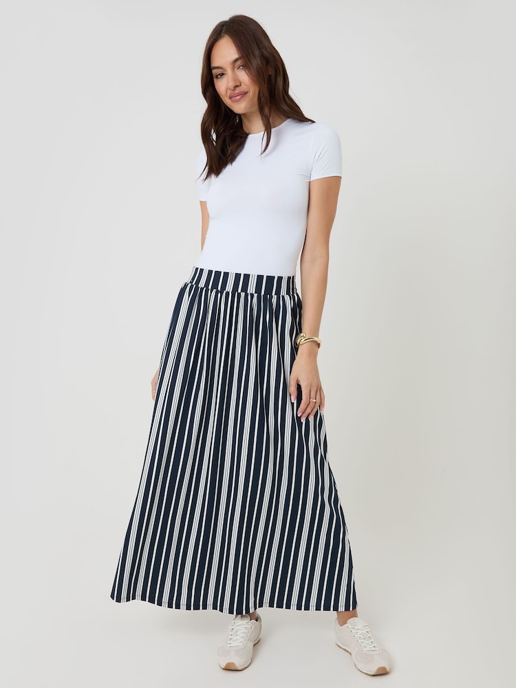 Threadbare Blue Print Jersey A-Line Maxi Skirt - Image 1 of 4