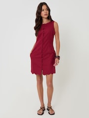 Threadbare Red Linen Blend Pinafore Dress - Image 2 of 5