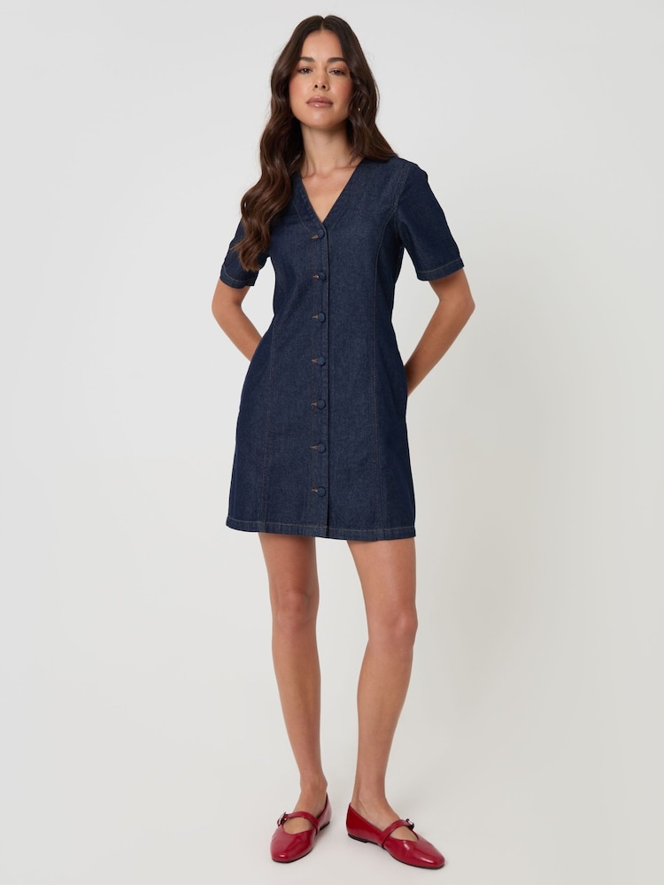 denim button through dress Denim Button Down Mini Dress