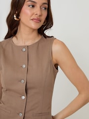 Threadbare Brown Denim Longline Waistcoat - Image 5 of 5