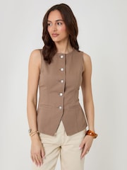 Threadbare Brown Denim Longline Waistcoat - Image 7 of 10